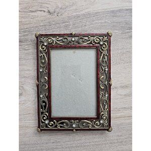 Ashleigh Manor 3.5" x 5" Photo Picture Frame Red Enamel Rhinstone Tabletop Decor